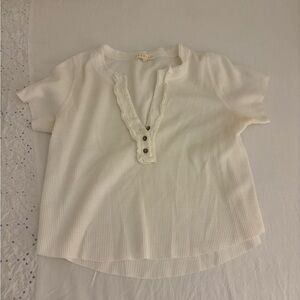 Promesa Cream Womens Top with Button Accents